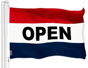 G128 Open Sign Flag 150D Print 3x5 Ft