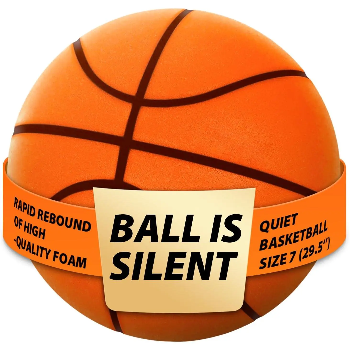 Silent Basketball, 2025 New Foam Basketball for Quiet Dribbling Training & Play - Noiseless Ball with High Bounce - Soft Basketballs for Kids Indoor Use (Orange)