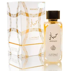 Lattafa Hayaati Gold Elixir Unisex EDP - 3.4 oz (100 ml) Aromatic Citrusy Fragrance, Alcohol Base, Citrus Blend, Leather & Vanilla Notes, Single Item