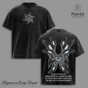 Seraphim Angel Tee | Set Ablaze by His Glory Shirt / Sweatshirt / Hoodie | Christian Vintage Washed Oversized T-Shirt | Wings of Fire Divine Love Graphic | Holy Faith Jesus Apparel Christian Bible Verse