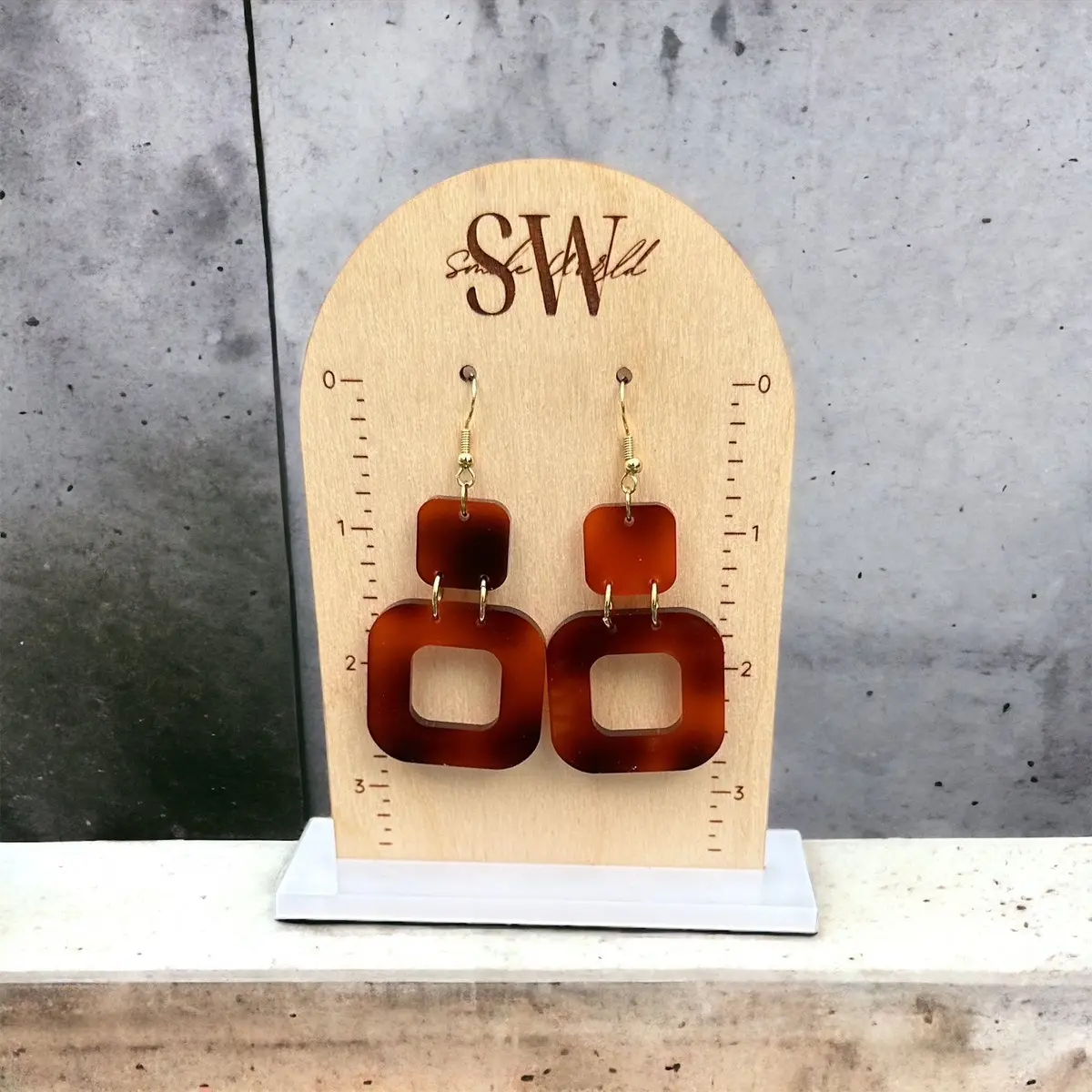 Boho Cube- Tortoise Shell Dangle Earrings