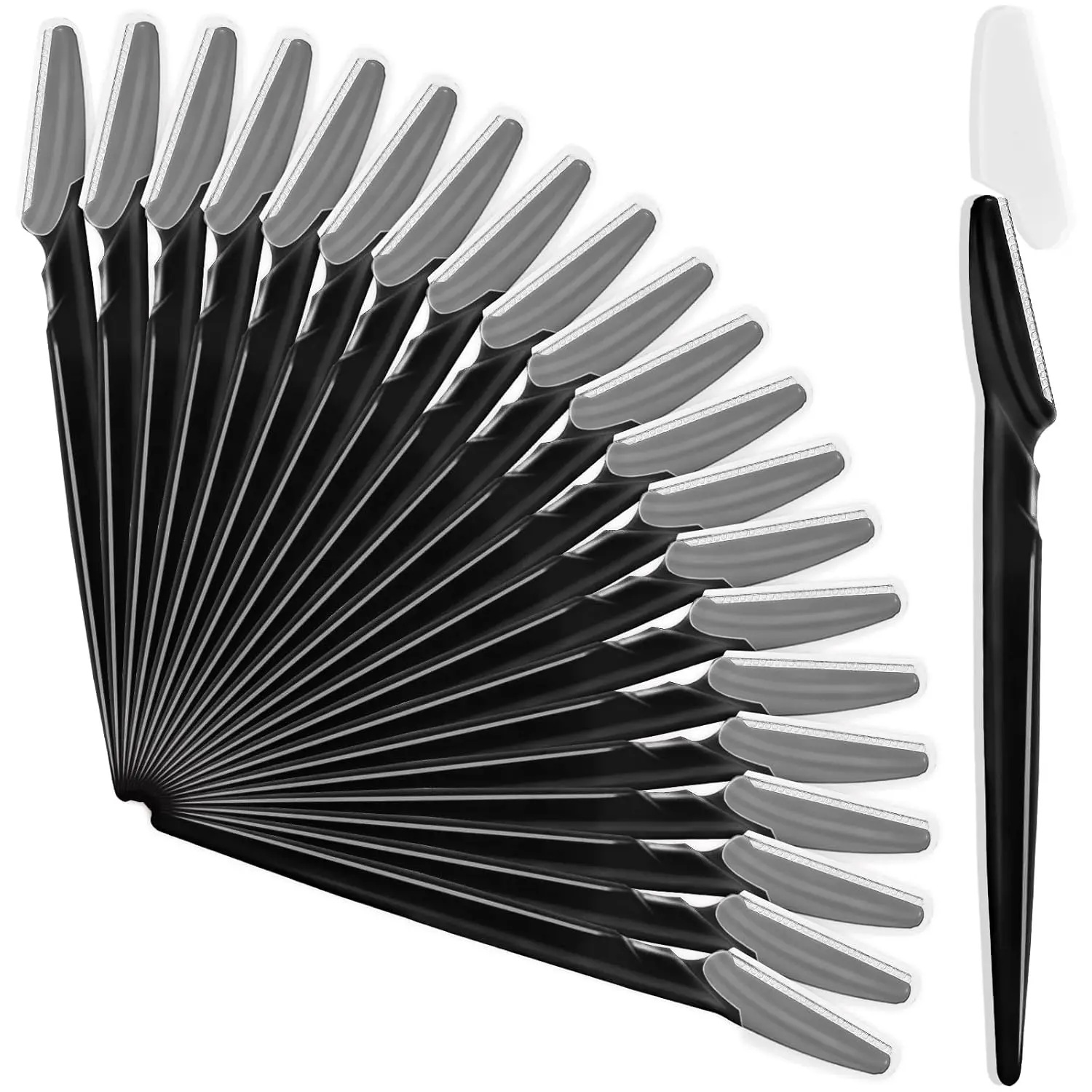 21 Pcs Eyebrow Razors, Face Razors Multipurpose, Exfoliating Dermaplaning Tools, Eyebrow Trimmers Shaver with Protective Cover, Facial Hair Removal for Women Men Body Use (Black)