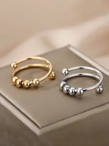 Hot Selling Spiral Bead Anxiety Relief Open Ring, Simple Unisex Twiddle Fidget Finger Ring Hand Jewelry, Stress Relief Accessory