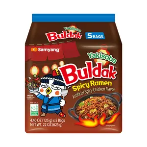 Buldak Korean Spicy Chicken Stir Fried Ramen Yakisoba Flavor Super Hot Spicy Noodles Authentic Ramyun (Pack of 5)