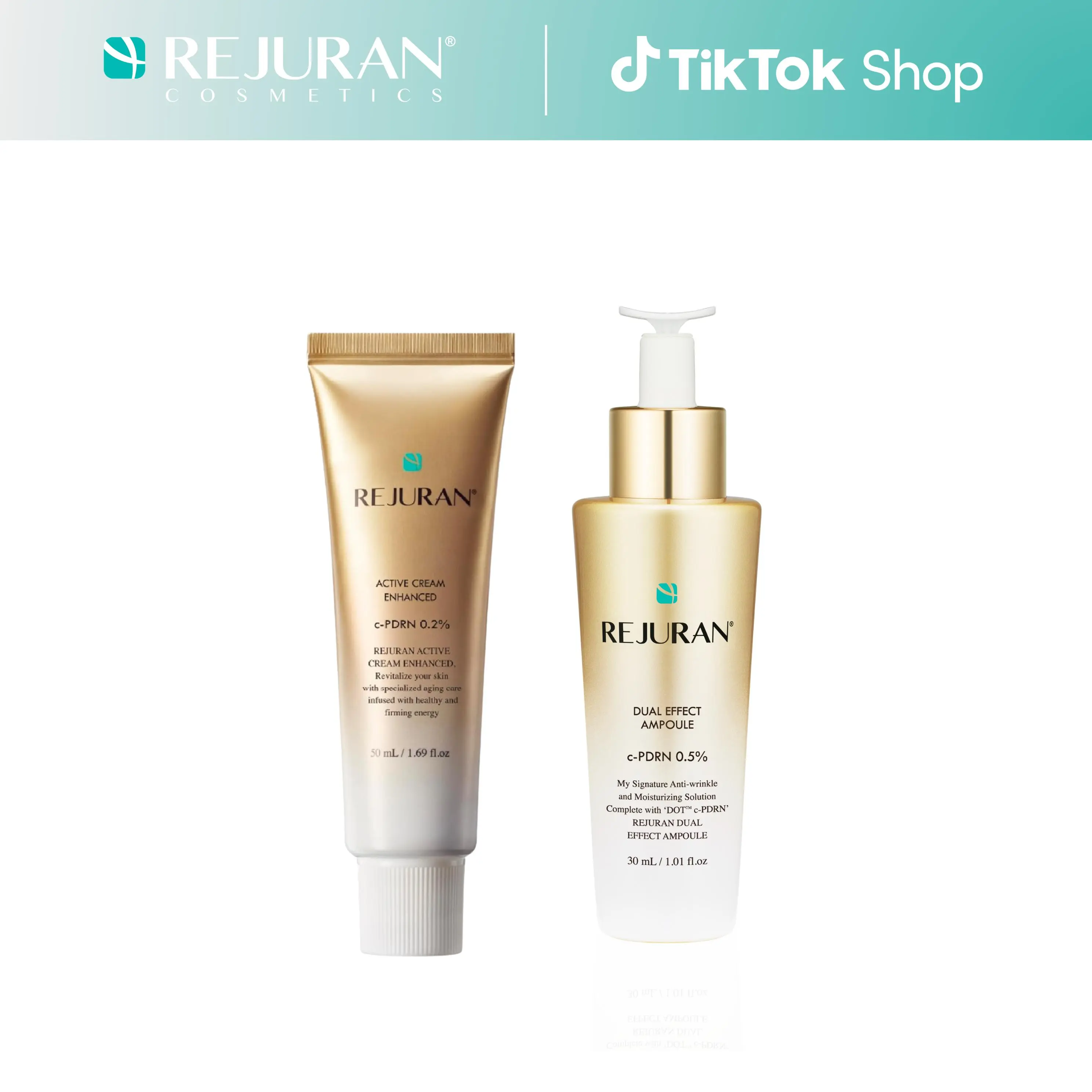 REJURAN Recovery Duo Set Enhanced – c-PDRN Powered Dual Effect Ampoule 50ml + Active Cream Enhanced | Two-Step Anti-Aging & Radiance Routine