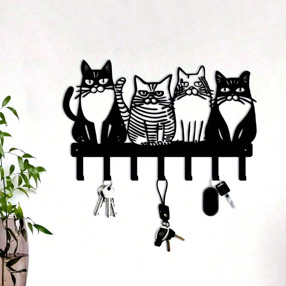 1 PC Charming Cat Themed Metal Wall Hook Perfect For Towels Coats And Keys Ideal Gift For Cat Lovers Versatile Home Decorations Great For Thanksgiving And Christmas Cat Decorations