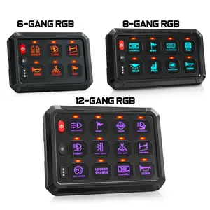 6/8/12 Gang Switch Pane Automatic Dimmable Switch RGB Back Light Panel Strobe Momentary Universal Circuit Control Relay System Box For Truck Car ATV UTV