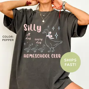 Comfort Colors Silly Homeschool Club Shirt, Funny Goose Shirt, Homeschool Mom Shirt, Homeschooling Gift, Homeschool Teacher Shirt