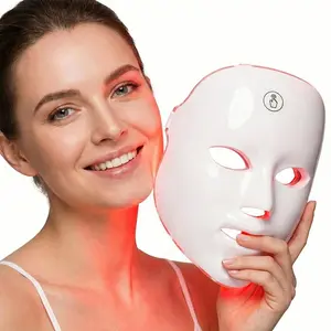 Red light therapy mask, 7-color LED photorejuvenation mask, daily care photorejuvenation, wireless charging, ideal gift for women, autumn and winter skin care facial care gift