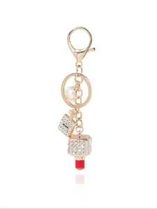 Cute Lipstick & Perfume Bottle Design Keychain, Fashionable Keychain for Women & Girls, Trendy All-match & Exquisite Keychain for Birthday Gift, Key Charms