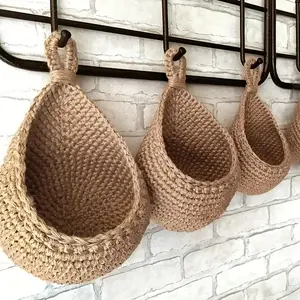 Country Style Woven Bread Basket, Set of 3 Woven Food Fruit Bread Storage Baskets, Kitchen Storage Organizer Suitable for Home Restaurant