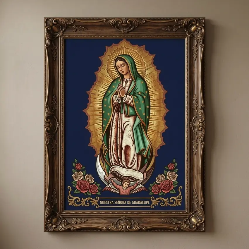 Our Lady of Guadalupe Poster | Catholic Wall Art, Virgin Mary Portrait, Blessed Mother Home Decor