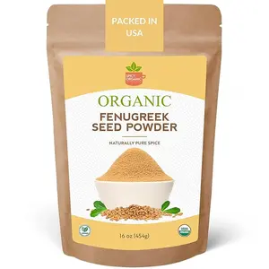 SPICY ORGANIC Fenugreek Powder - 16 OZ - USDA Certified Organic - Freshly Ground Indian Fenugreek Seeds for Hair, Tea & Robust Seasoning Spice in Cooking Natural Flavor