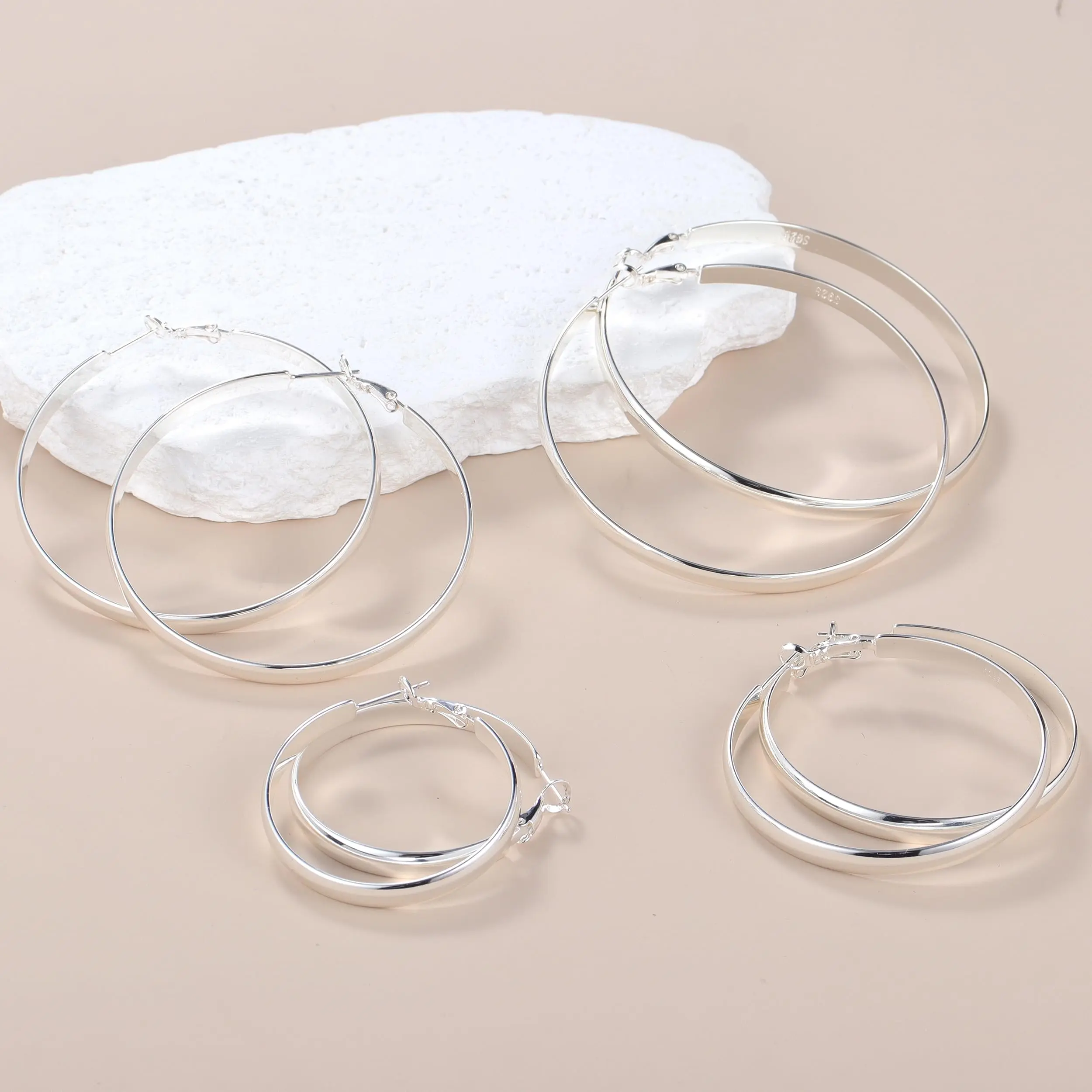 50mm wide gold/silver ring earrings, women's pure silver ring earrings, large gold ring, hypoallergenic 925 pure silver earrings, 14-k gold earrings