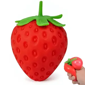 Super Large Strawberry Squeeze Toy, Soft Realistic Stress Ball, Squishy Fidgets, Creative Stress Relief Tool, Perfect Gift for Halloween, Thanksgiving, Christmas