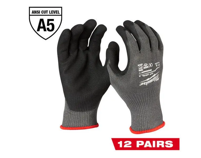 Milwaukee 48-22-8954B Fingered Cut Level 5 Nitrile-Dipped Work Gloves, Gloves for Work with Touchscreen & Puncture Res. - XXL (12 Pack)