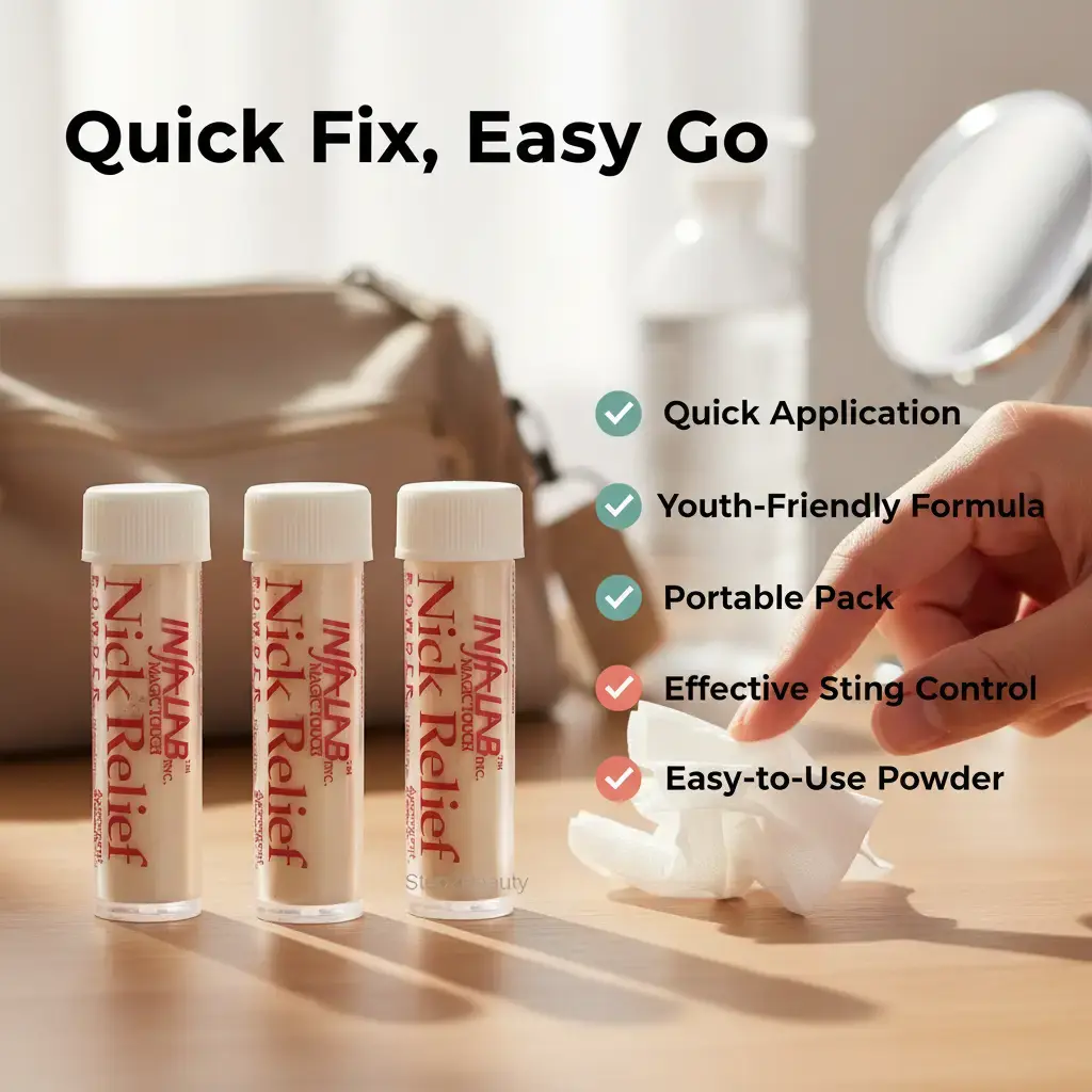 Infalab Nick Relief Iron-Based Styptic Powder (3-Count Multi-Pack) - Youth-Friendly, Apply Quickly, Powder Form, Convenient On-the-Go Nail Treatment Nail Repair Nail Repairing