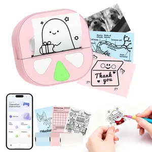 Mini Sticker Printer Thermal Sticker Maker Machine,Bluetooth Print Pods for Kids Teens Gifts,Pocket Label Maker Portable Impresora for Phone,Note Buddy,Photo,Label,Custom sticker,Scrapbook-Pink jaden  label  printer