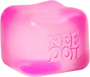 Schylling NeeDoh Nice Cube Sensory Stress Relief Toy - 2.25" Super Solid Squish Squeeze Cube - Pink