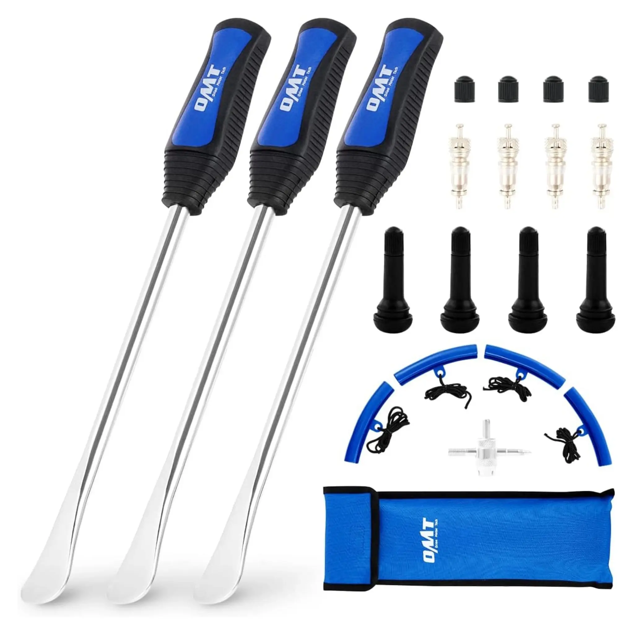 Orion Motor Tech 11.5/ 14.5" Tire Spoon Kit, 20pc Tire Changing Tool for Motorcycle Dirt Bike Lawn Tractor Bicycle, Motorcycle Tire Changer Tire Removal Tool with 4pc Rim Covers Valve Tool Valve Cores