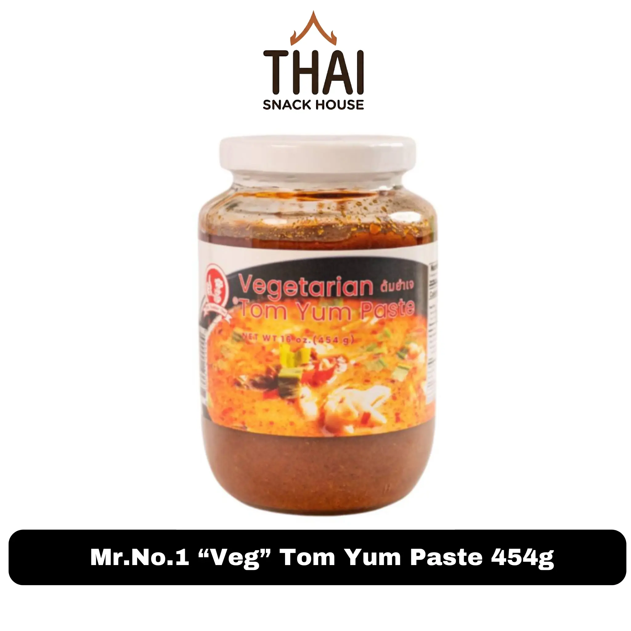 Mr.No.1 Vegetarian Tom Yum Paste (454g) - Spicy Chillies Base Flavor, Convenient Ambient Storage, Versatile Cooking Ingredient, Vegetarian Dip