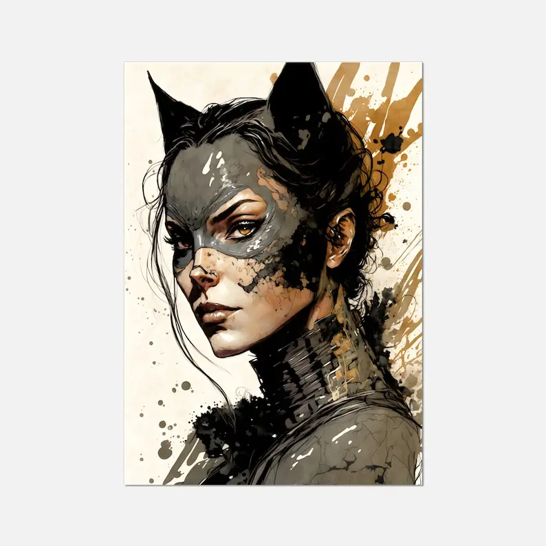 Catwoman Wall Art Poster, Superhero Art, Book Lover Gifts, Literary Gifts, Gift For BFF, Mother's Day, Wall Décor, Empower Women Wall Art, Feminist Poster Decor Ornaments