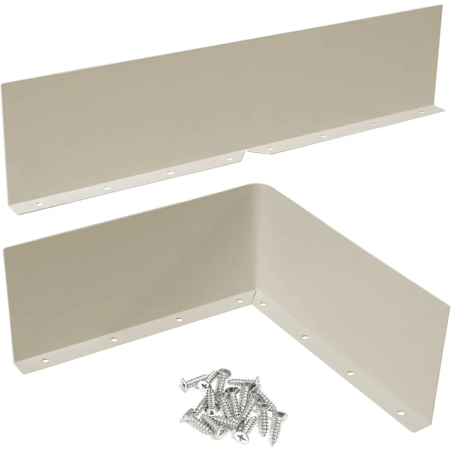 Aluminum Gutter Valley Splash Guards, 2-Piece 13.78-Inch Set, 2-in-1 Straight & Bent Design for Roof Corners, Protects from Rain, Almond, 13.78 Inches, 2Pcs, Rain Gutter Valley Splash Guards, Splash Shield Gutter