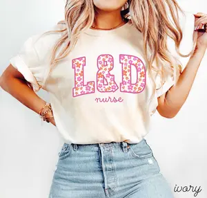 L&D Nurse Comfort Colors Shirt • Labor and Delivery Nurse Flower Work Tshirt • LD Unit Nurse Tshirt • Labor Unit RN Floral Crewneck Tees Fabric Top Womenswear Fit