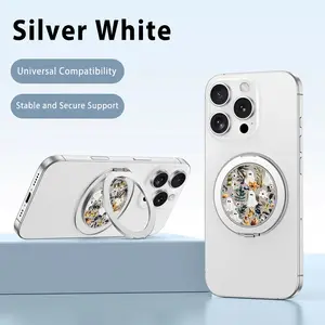 New The 360-degree Rotating Metal Ring Holder Ghostly Blooms pattern for iPhone Phone Cases Models with Protection Against Drops and Shocks Back Cover Anti-slip For Daily Use