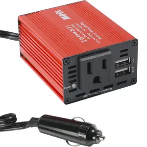 150W Car Power Inverter 12V DC to 110V AC Converter Vehicle Adapter Plug Outlet with 3.1A Dual USB Car Charger for Laptop Computer