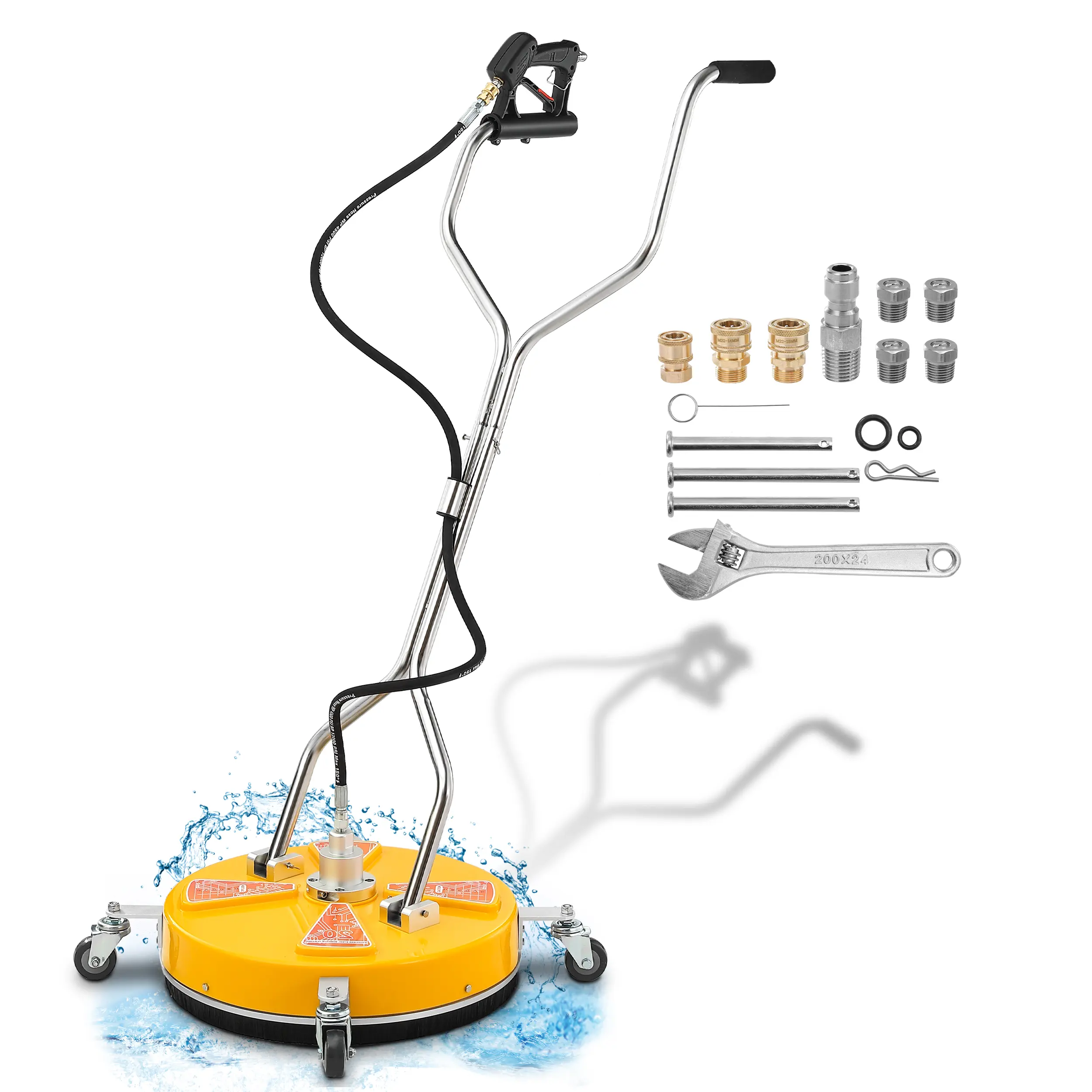 Tool Daily 20" Heavy Duty Pressure Washer Surface Cleaner - Dual Handles, 4-Wheel Mobility, 4500 PSI Max Nozzle Attachments Set, High-Pressure Accessory for Driveway Cleaning, High Pressure Washer
