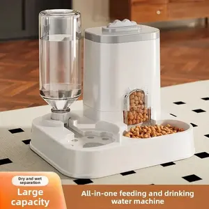 Automatic Cat Dog Water Dispenser, Integrated Bowl Feeding, Automatic Feeder, Automatic Gravity Feeder, Capacity 0.26-2.64 Gallons, No Battery Needed, Modern Design, Easy Clean
