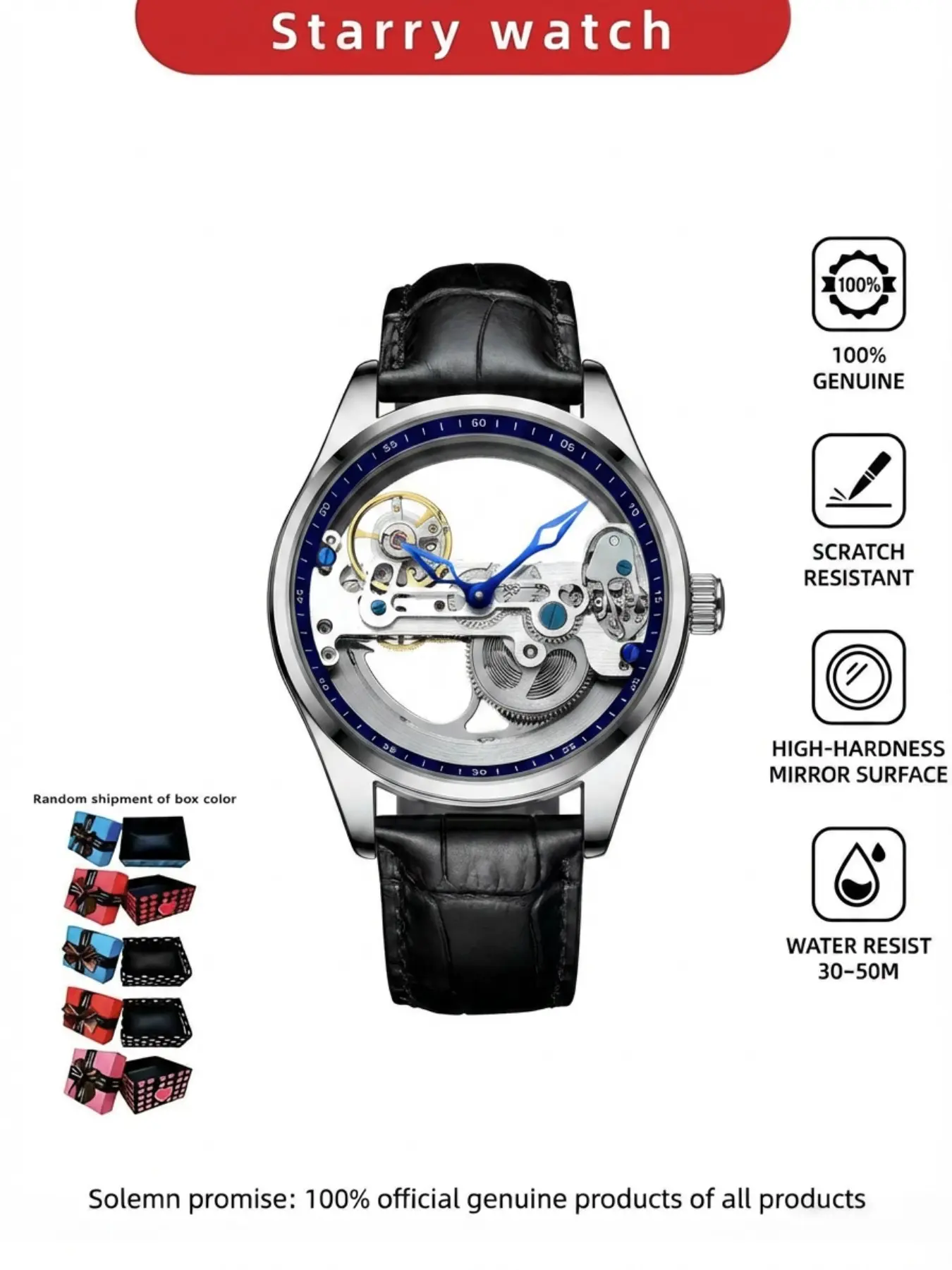 Men's Mechanical Tourbillon Watch, Dual Transparent Design, Full Automatic, Stainless Steel Case, Casual Style, All Seasons, Analog Watches, Skeleton Watches