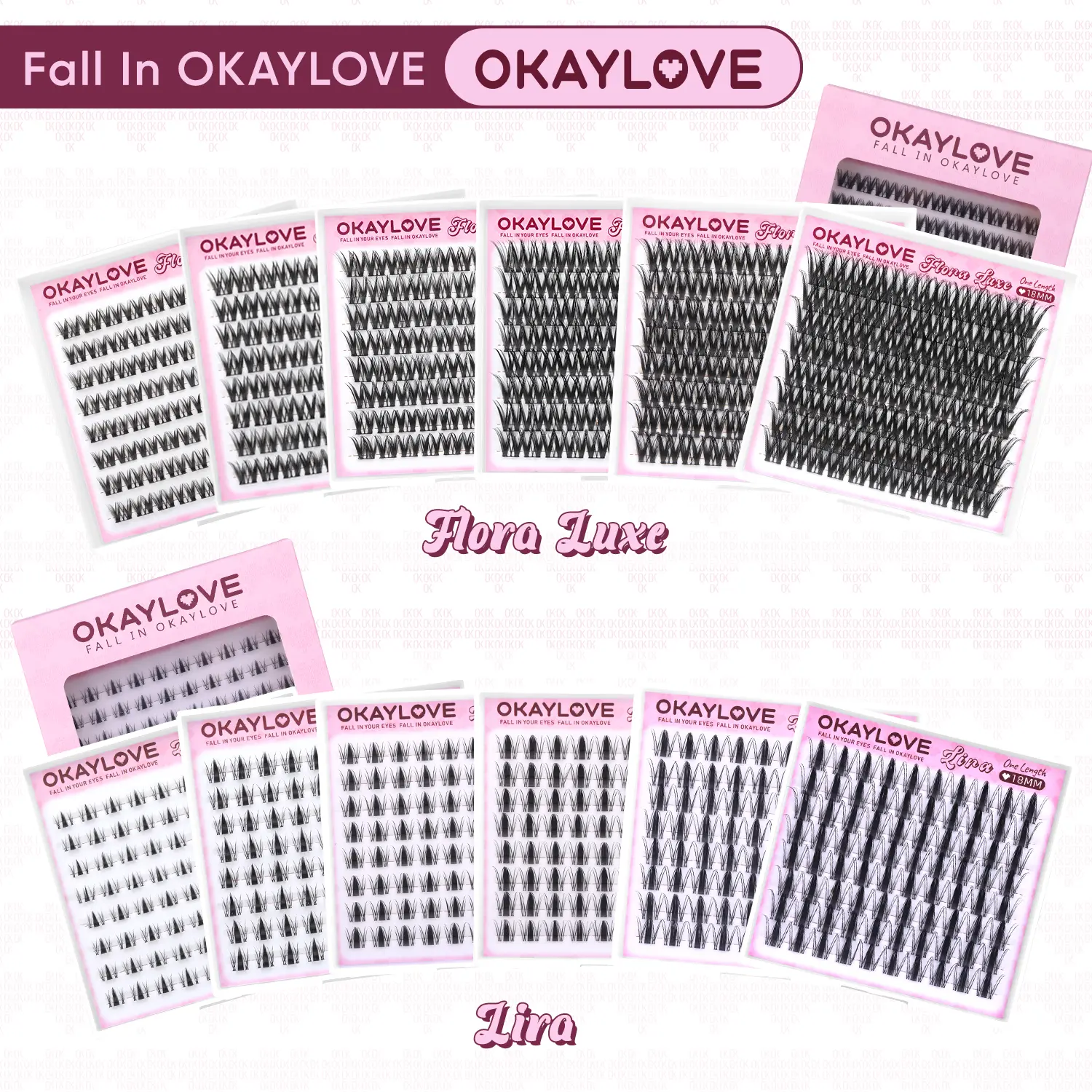 OKAYLOVE Lashes Cluster, One Size Eyelashes Clusters for Flora Luxe|Lira, 8/ 10/ 12/ 14/ 16/ 18MM Soft Cluster Eyelash Extensions, DIY Eyelash at home Easily, Natural Makeup Girl Gifts