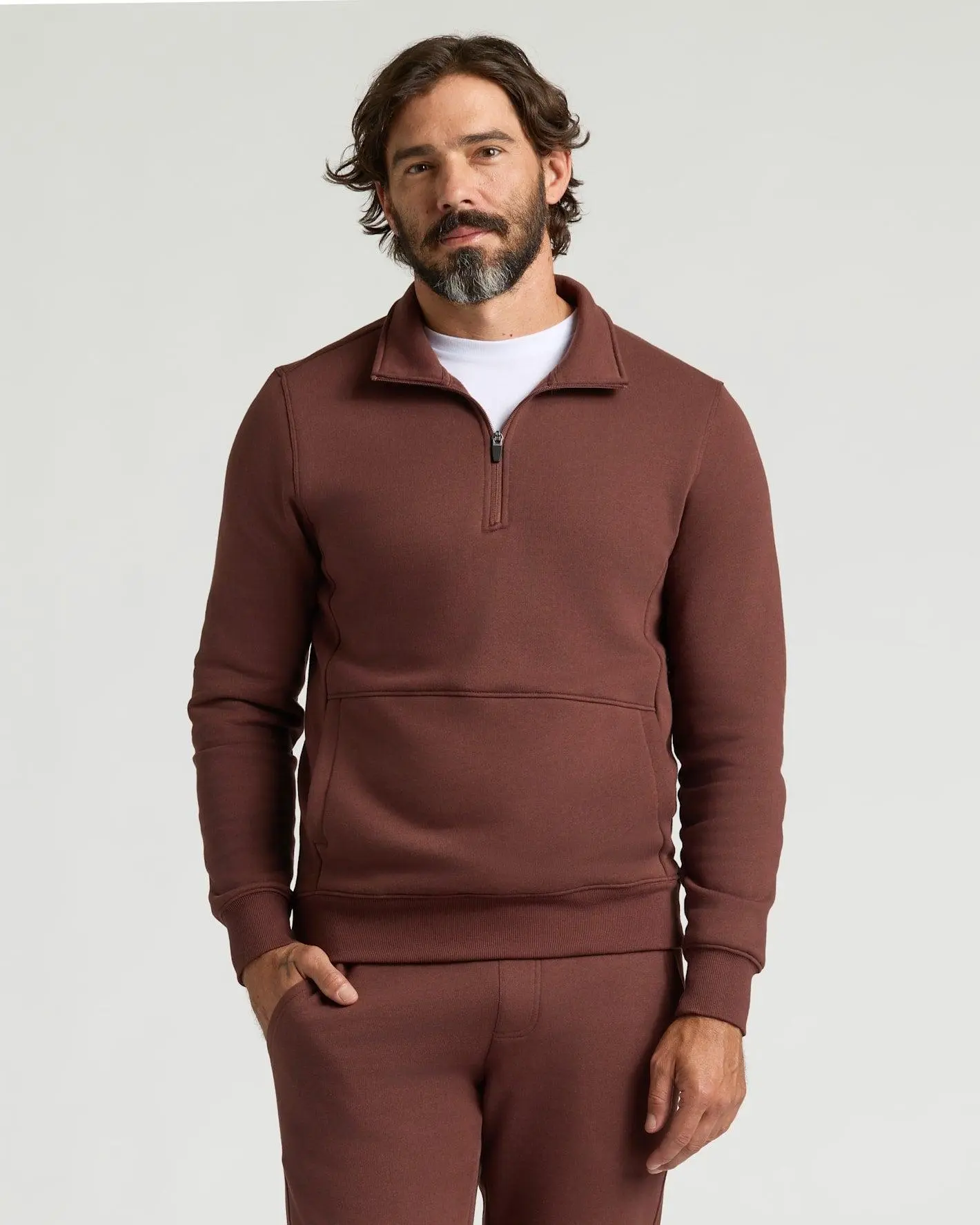 True Classic Men's Quarter-Zip Fleece Sweatshirt – Ultra-Soft Cotton Blend, Relaxed Fit, Easy Layering Pullover with Kangaroo Pocket