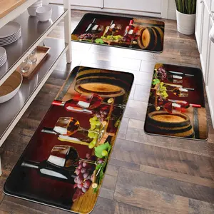 [Popular Choice]1 piece, bathroom decoration, bathroom floor mats, bathroom anti-slip mats, kitchen floor mats, bathroom sets, home decoration, red wine and grape pattern mats, Bohemian theme decoration.