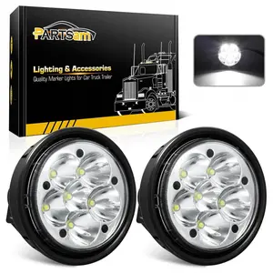 Partsam 2pcs Led Fog Lights Headlights Lamps A06-32497000 Heavy Duty Fog Light Replacement for Freightliner Columbia 2004-2008 Clear Lens White Light w Plug 10-30V