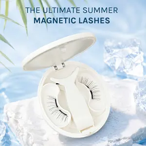 Velvet Soft Magnetic Reusable Eyelashes All-in-One Box | Reusable No Glue Waterproof Lashes | Makeup Lash Extensions Cosmetic with All-in-One Applicator Kit & Mirror Storage Case 1 Set (4 PCS) #Magnetic #Fluffy #Lashes