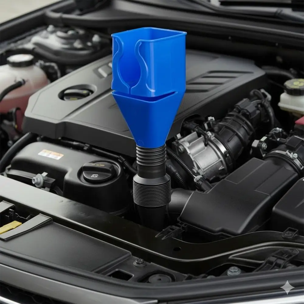Heavy-Duty Oil Funnel Kit: Leak-Proof Gas Transfer Tool for Car, Motorcycle, Engine & Transmission Fluid Change. Portable, Durable Multi-Use Funnel Set for Quick Fill, DIY Auto Maintenance, Garage Must-Have.