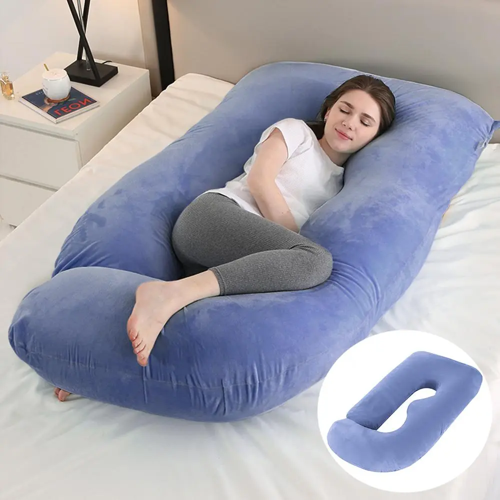 Extra Large G-Shape Nebula Purple Pregnancy Pillow - Premium Velvet Maternity Support Pillow for Pregnant Women, Relieves Back & Hip Pain, with Detachable Washable Cover