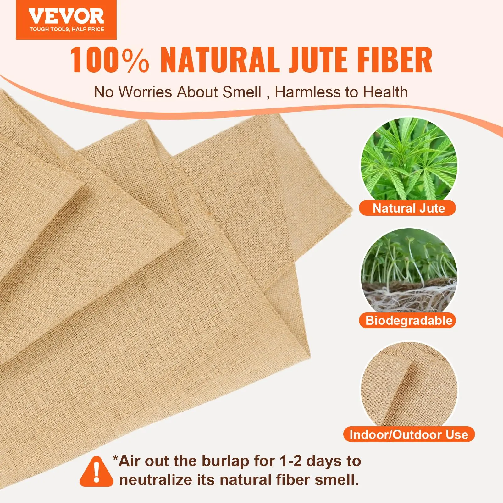 【Summerfinds】VEVOR Burlap Fabric Roll 14” x 30 ft & 50 x 50 High Density Wide Natural Burlap Fabric RollsJute Fabric Burlap Tree Wrap Rollfor DecorCraftsWeddingGardeningPlant & Tree Winter Covering