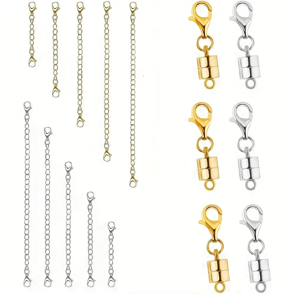 Magnetic Necklace Extender & Clasp System - Heavy Duty Magnetic Connectors with Secure Locking Mechanism, Interlocking Chain Extensions for Necklaces, Bracelets, Keychains - Durable Magnetic Clasps for Jewelry Making, Crafts