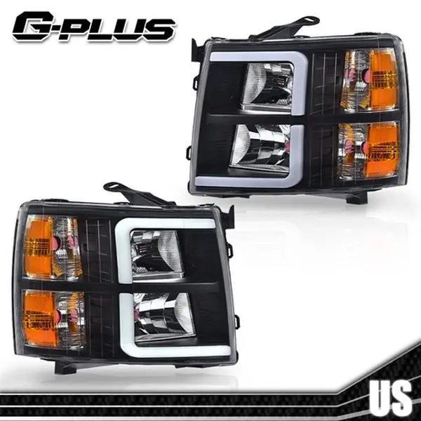 G-PLUS LED DRL Tube Headlamps - Black, Vehicle-Specific Fit DRL Replacement, LED Front Lights for 2007-2013 Chevy Silverado 1500/2500, Chevy Truck Accessory for Car Exterior Upgrade, Led Drl Headlamps, Led Headlights Lighting Assemblies & Components