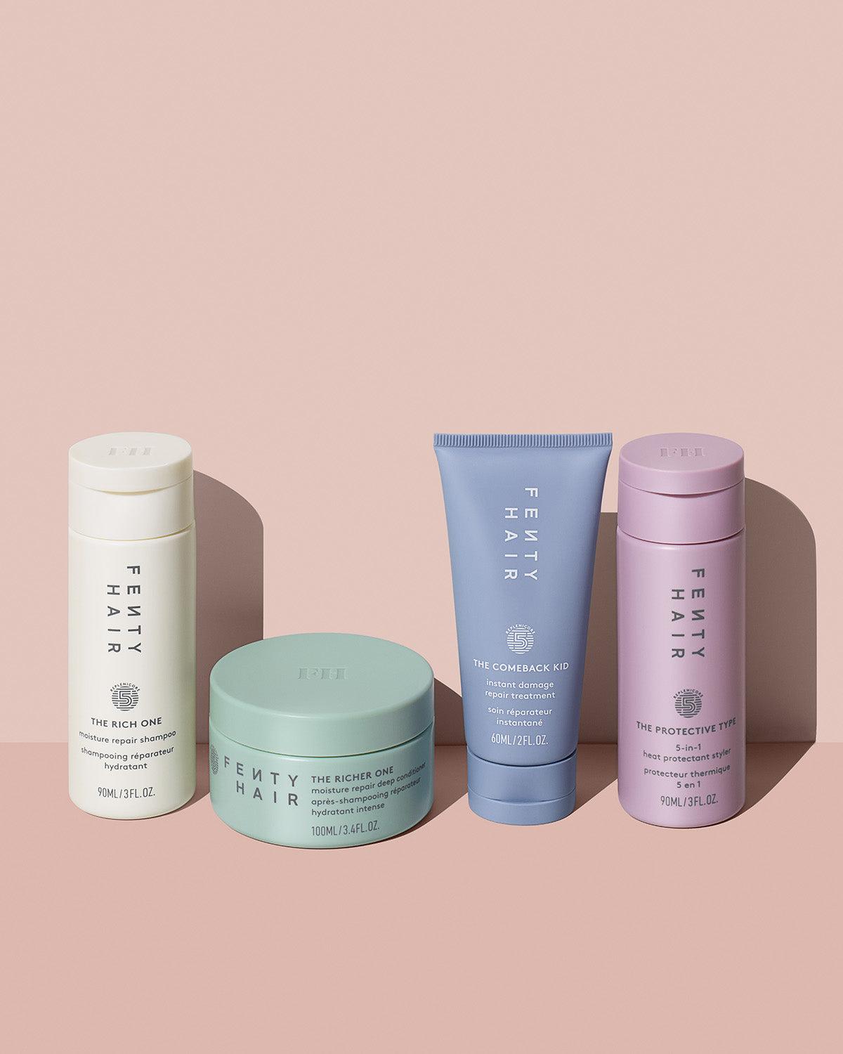 Fenty Hair The Maintenance Crew Universal Repair Haircare Start'r Kit: Shampoo, Hydrate Conditioner, Bond Repair, and He