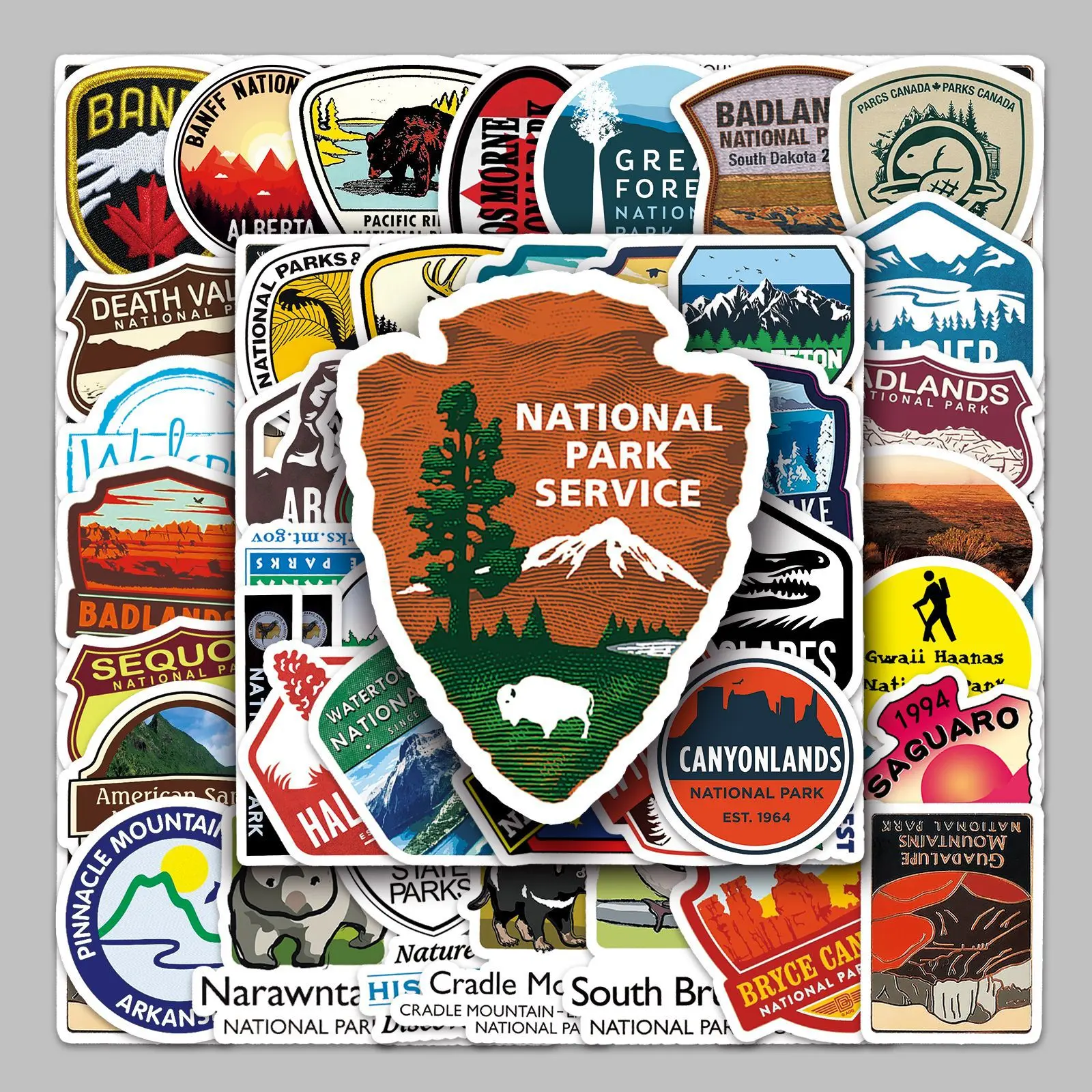 50 Unique National Park Icon Landmark Outdoor Travel Graffiti Stickers, Suitable for Scrapbooks, Journals, Laptops, Water Bottles, Cars. Faith-based Design, Gift with Positive Message. Car Decal, Car Decorative Sticker, Car decorations