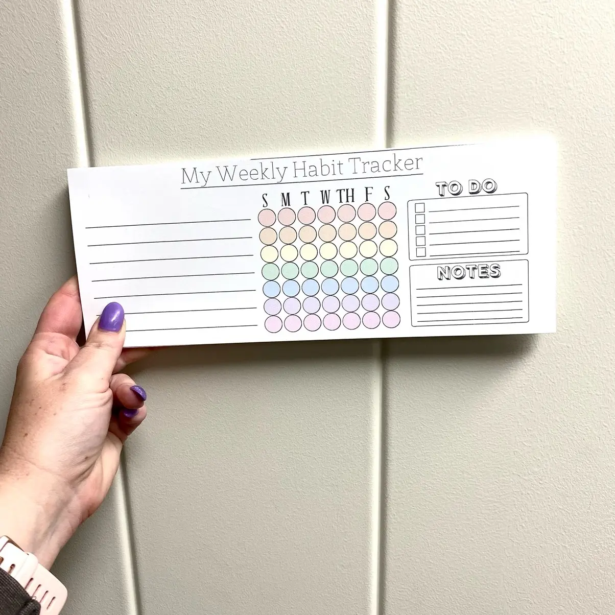 Weekly Habit Tracker Notepad with Colorful Circle Design for Daily Habits and Notes