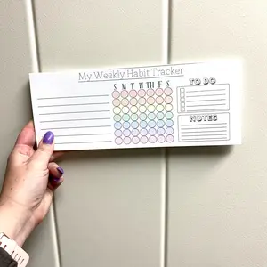 Weekly Habit Tracker Notepad with Colorful Circle Design for Daily Habits and Notes