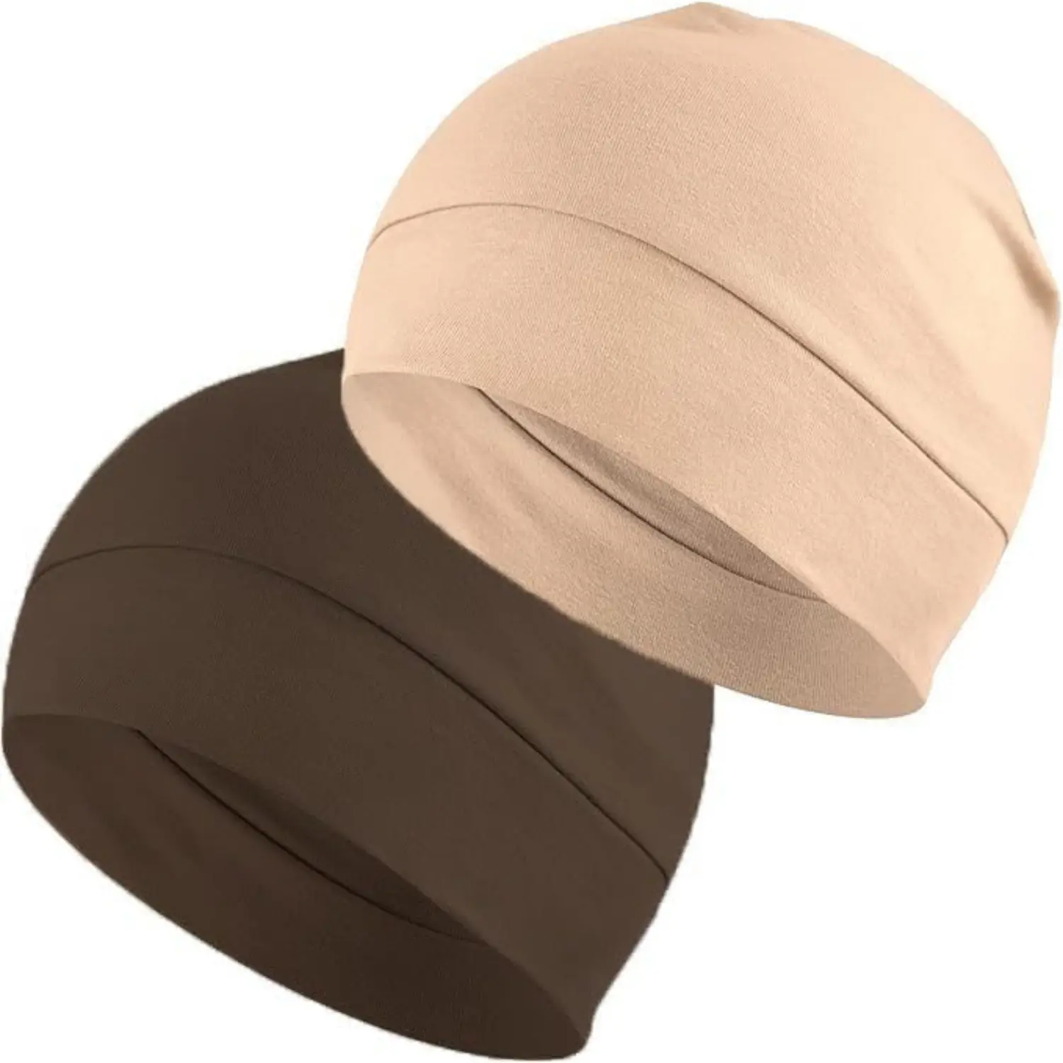 Men's Unisex 2-Pack Solid Stretch Skull Cap - Moisture-Wick Lightweight Beanie, Helmet Liner for Outdoor Sport Running, Biking Sports Accessories, Lightweight Breathable Beanie, Beanie Hat, Thin Skull Cap