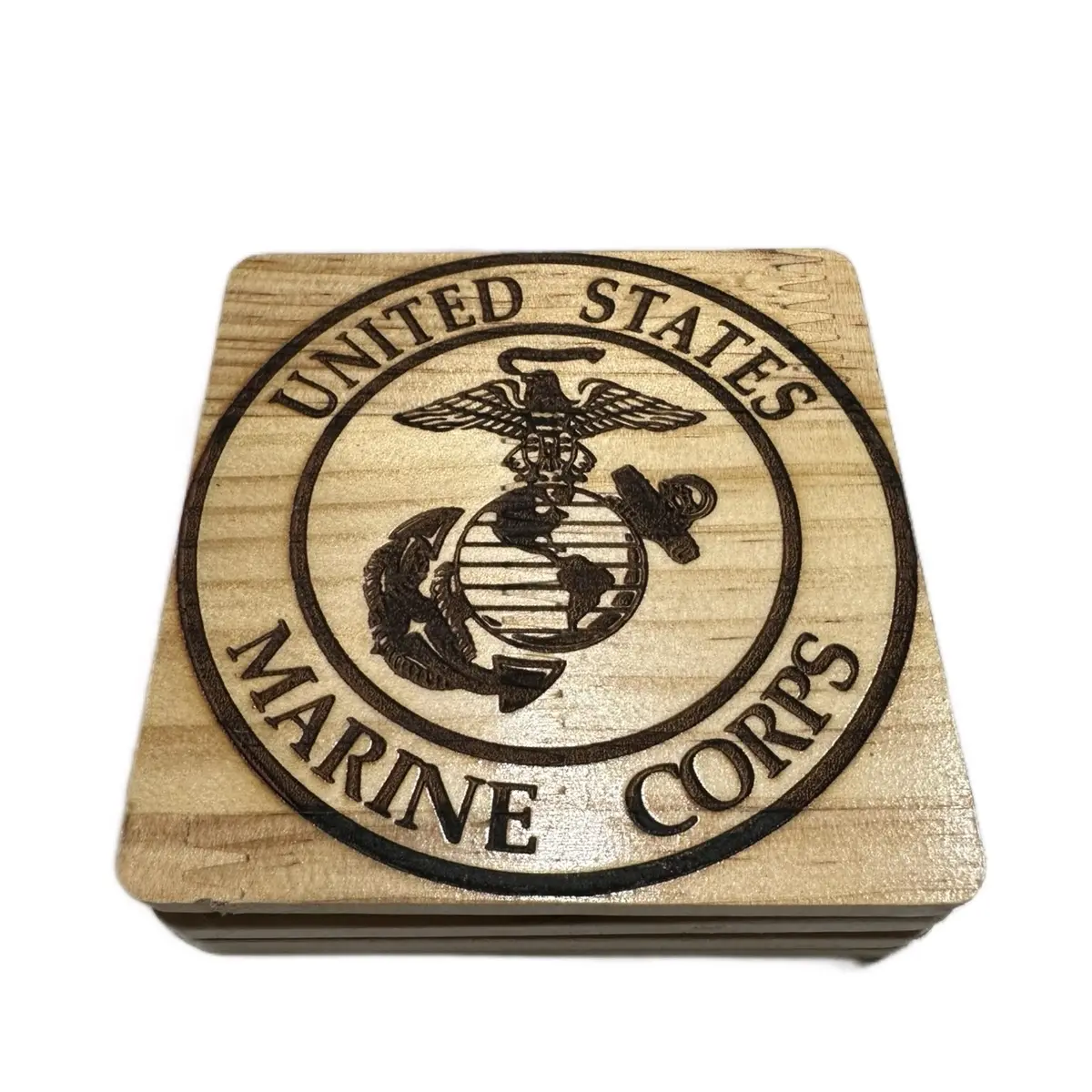 US Marines Wooden Coasters - 4inch square