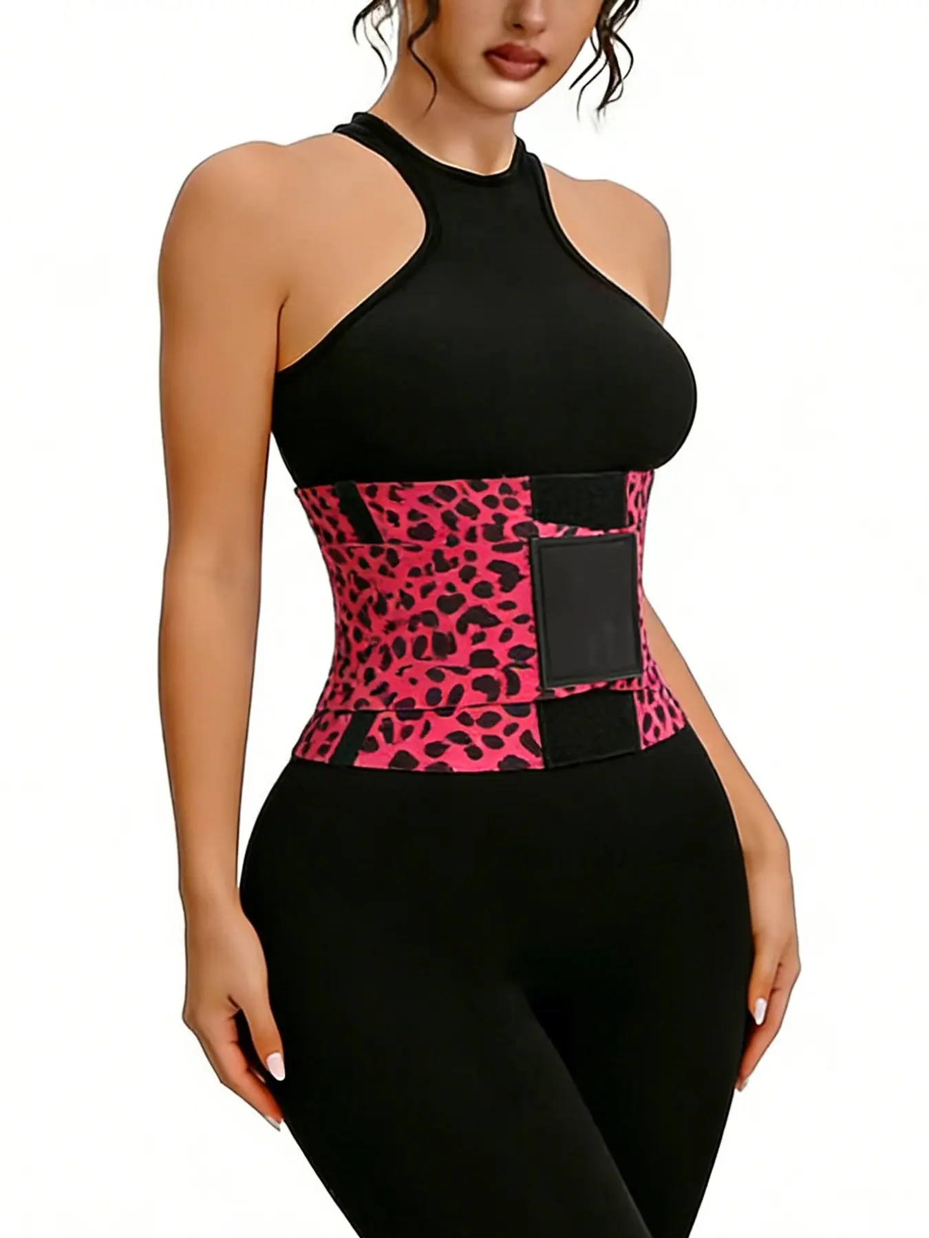 Women's Sports Waist Support Belt, Back Support, Adjustable Elastic Cinch Belt, Leopard Print Rubber, Abdominal Exercise, Workout Waist Trainer, Fitness Waist Trainer, Waist Trimmer Cincher, 1pc